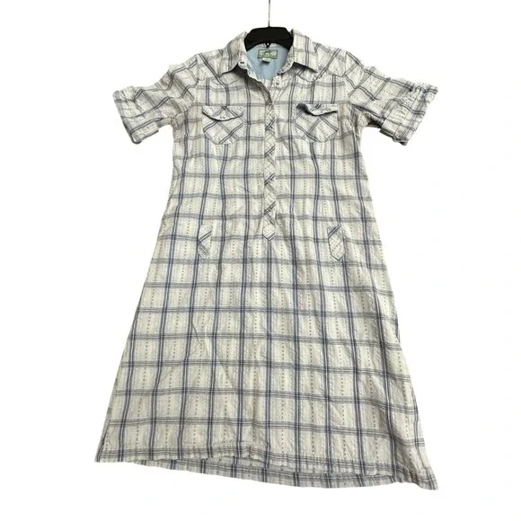 Horny‎ Toad 100% Cotton Snap Cuffed 3/4 Sleeves Medium Plaid Dress #EF3-4 - Picture 12 of 12